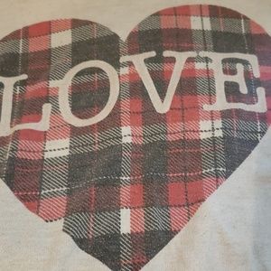 Plaid "love" Pajama Shirt